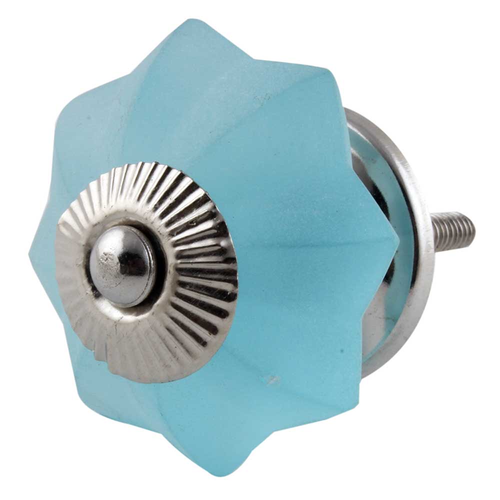 Turquoise Frosted Melon Glass Knobs